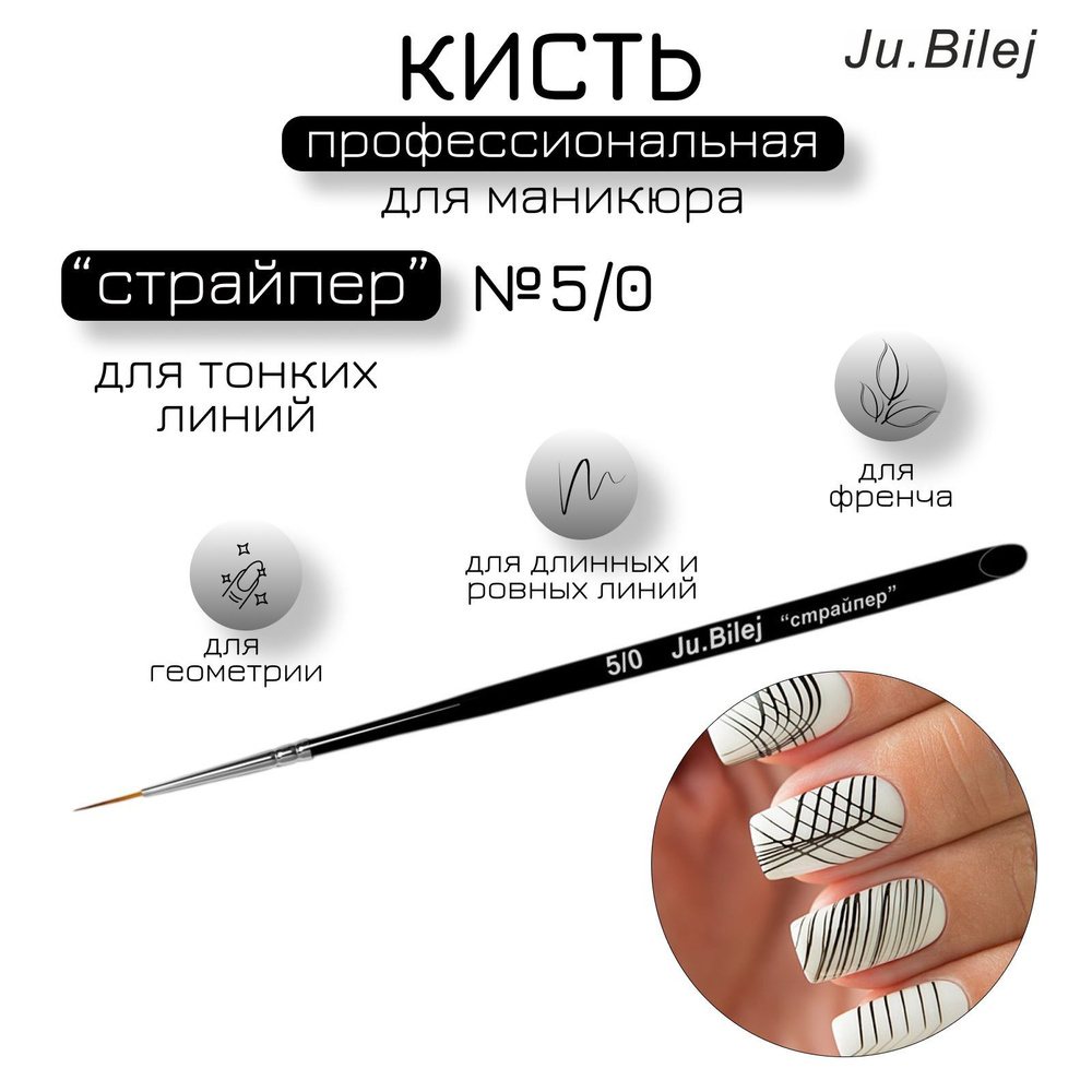 Roubloff Кисть Ju.Bilej Страйпер для тонких линий из синтетики № 5/0  #1