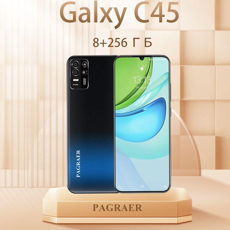 PAGRAER Смартфон Galxy C45 русская версия, сеть 4g, большой 6.8-дюймовый HD-экран, противоударная и водонепроницаемая #1