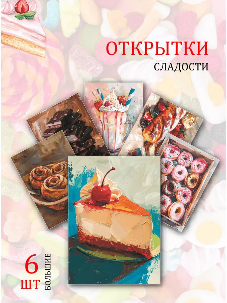А6 открытки - рисунки "Рисунки "Сладости"" #1