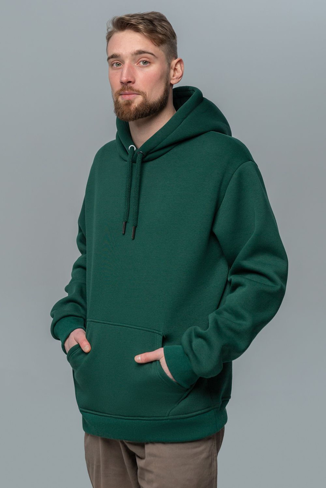 Худи Магазин Толстовок - Premium Hoodie 330-360гр, Худи, утепленная, с начесом, 3XL-56-RU-Unisex, Темно-зеленый #1