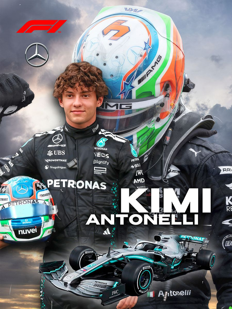 Постер Автоспорт - Формула 1 - Кими Антонелли Mercedes-AMG (30х40 см) #1