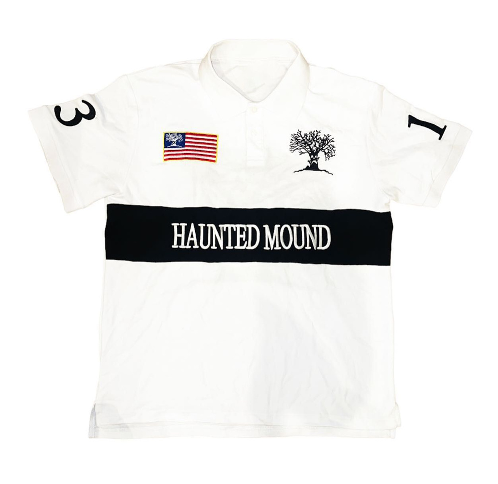 Поло Мужской Haunted mound белый Короткий, размер 44 Хлопок