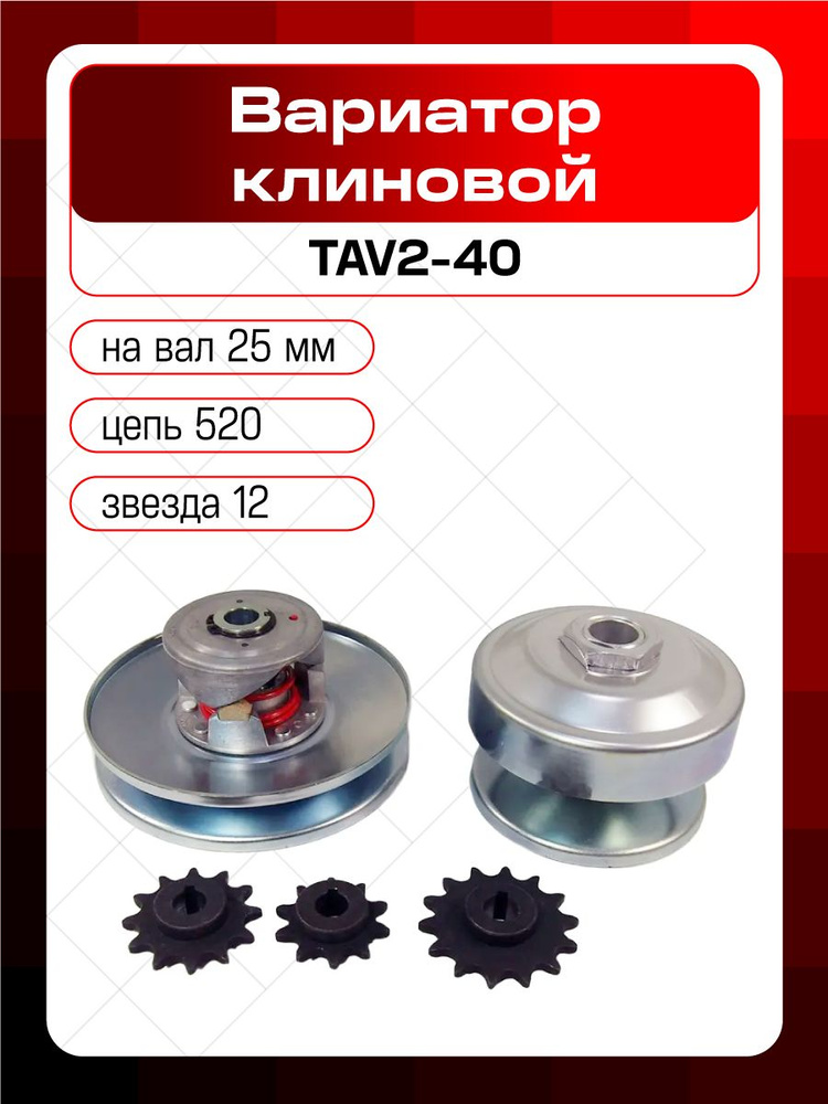 VTまとめ売り Вариатор TAV2-40 на вал 25мм, цепь 520, звезда 12, КЛИНОВОЙ купить