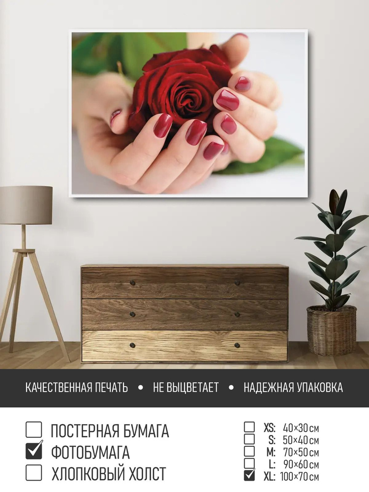 Постер на фотобумаге Красный маникюр, 100х70 см ПолиЦентр #1