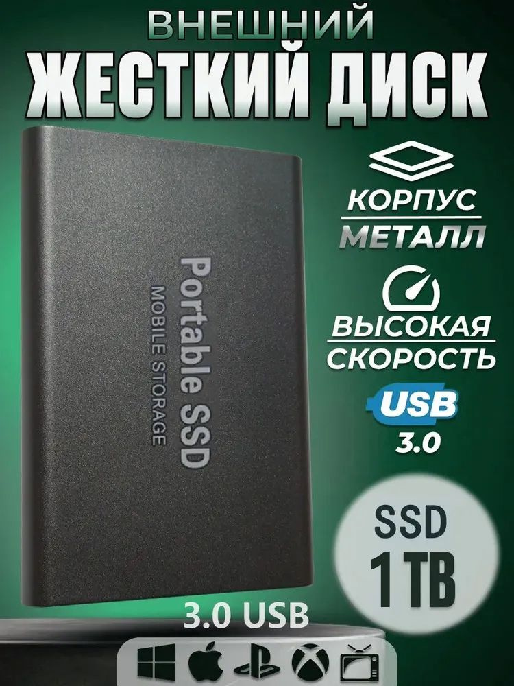 1 ТБ Внешний жесткий диск (SSD.PORT.1TB451), Металл, черный матовый ...