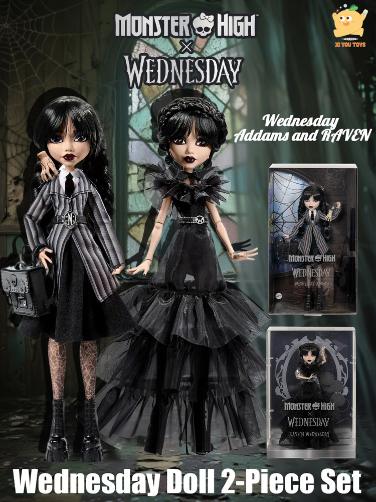 Кукла Монстр Mattel Monster High Rave N Wednesday HXJ03 / Кукла Среда, Черная Одежда, Подходит ...