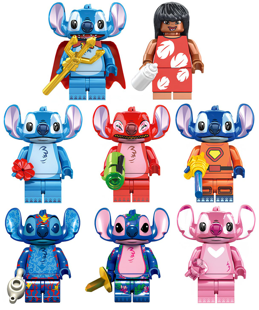 Набор минифигурок Лило и Стич / Lilo and Stitch совместимы с конструкторами лего 8шт (4.5см, пакет) #1