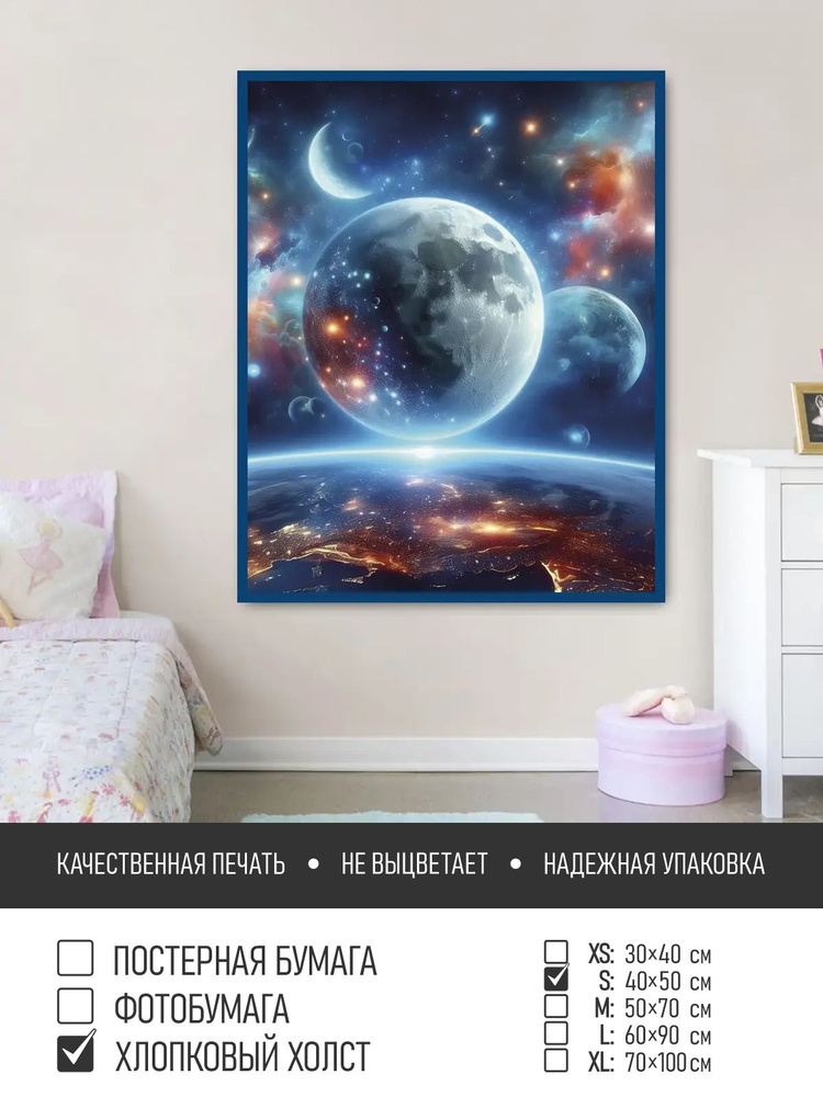 Постер на холсте Планеты в космосе, 40х50 см ПолиЦентр #1