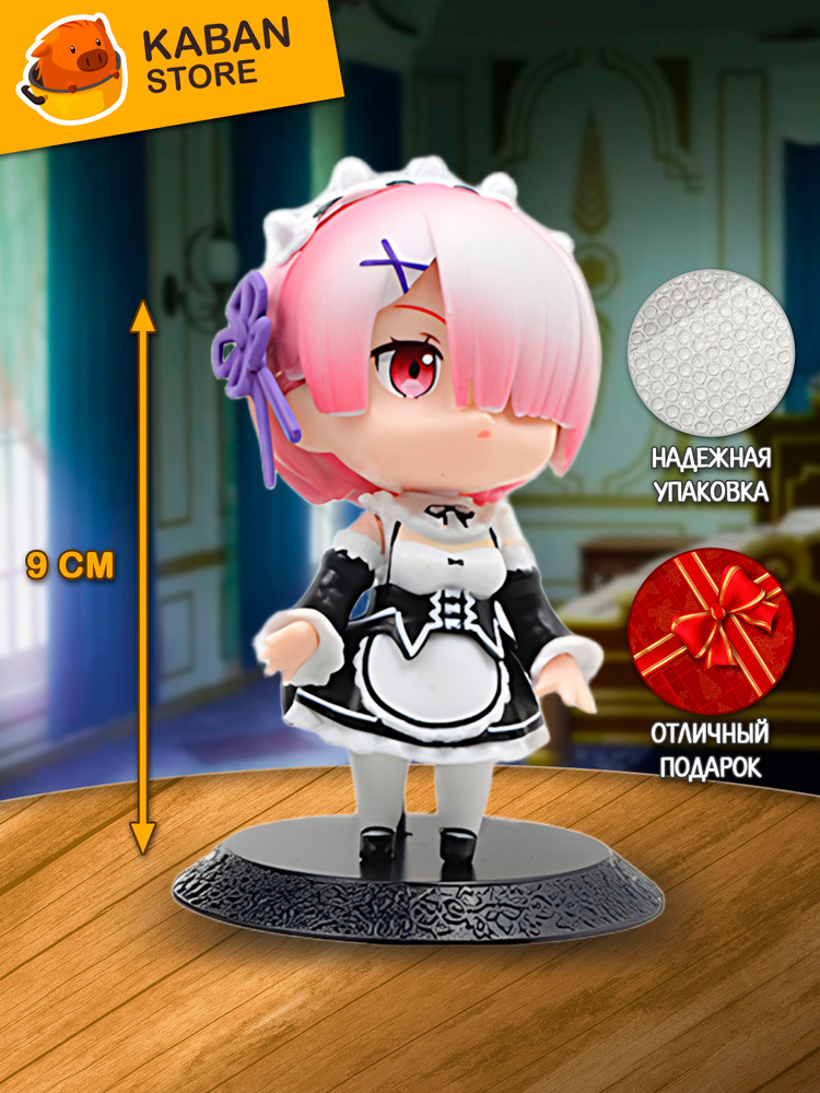 Аниме фигурка Re:Zero. Жизнь с нуля в альтернативном мире Рам чиби (9 см) #1
