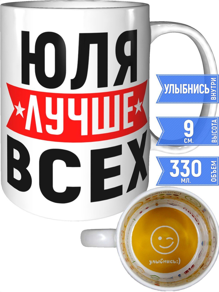 Кружка Юля лучше всех - внутри улыбнись #1