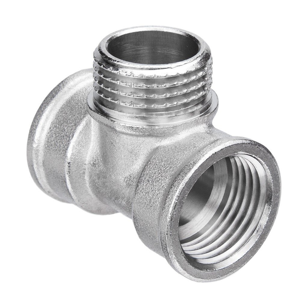 Тройник AquaLink 3/4" латунный никелированный г-ш-г резьбовой для воды и газа #1