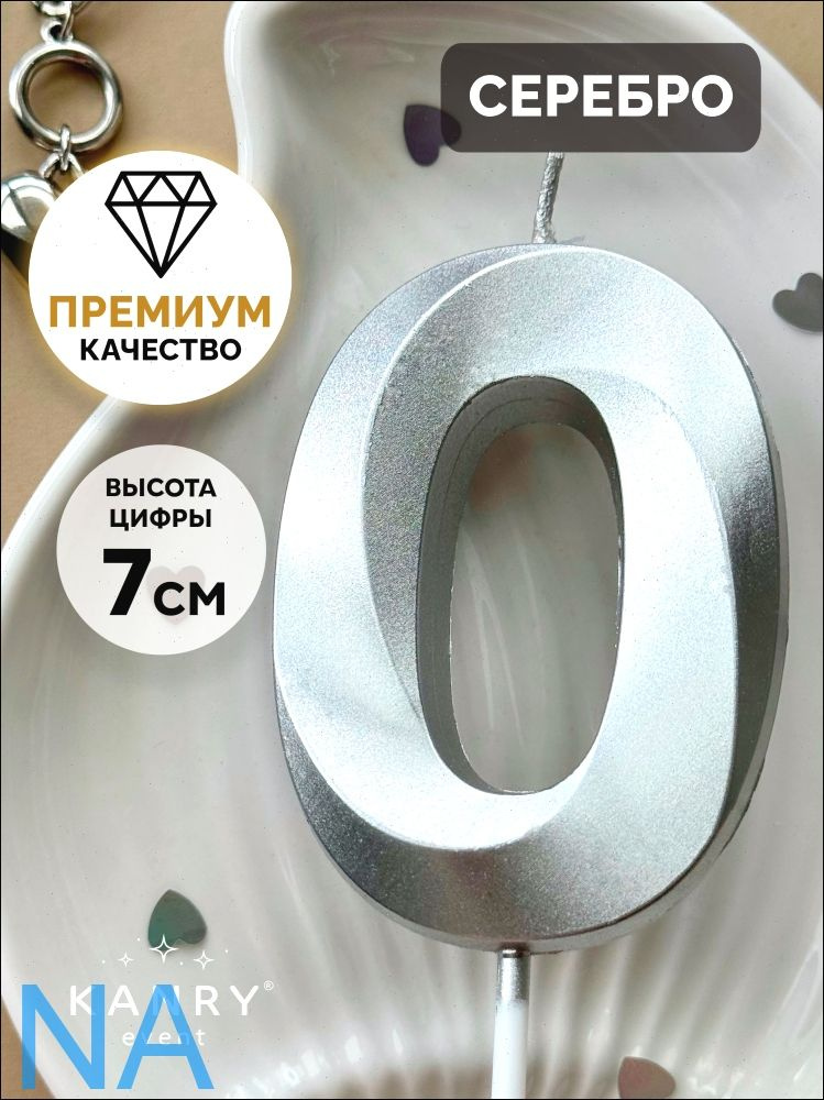 Свечи для торта цифра 0, 7 см, 1 шт #1