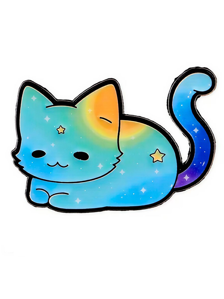 Значок Космический Котик цвет: голубой #1