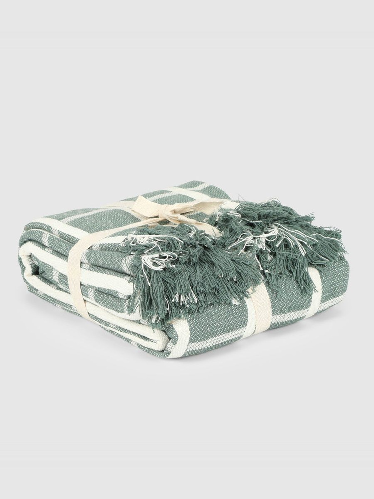 Плед хлопок Homelines textiles double зеленый 180х200 см, покрывало на кровать #1