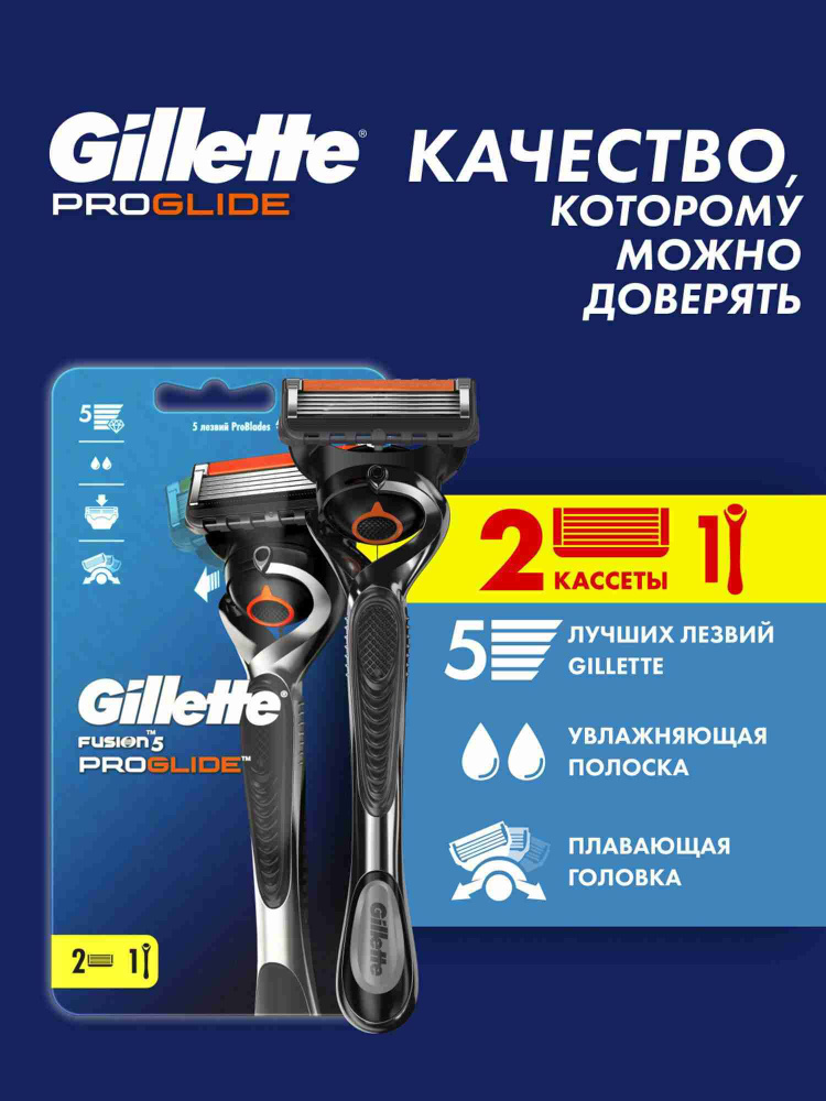 Бритва Gillette Fusion5 ProGlide мужская многоразовая, станок для бритья с 2 сменными кассетами, с 5 #1