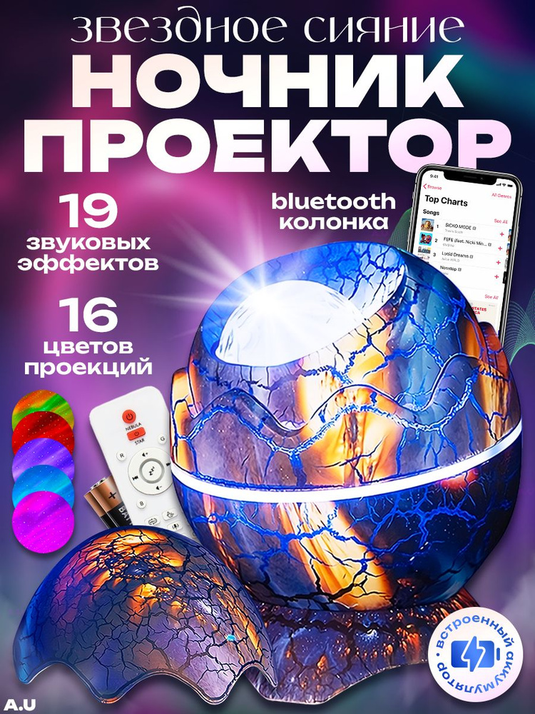 Ночник звездное небо музыкальный проектор с bluetooth #1