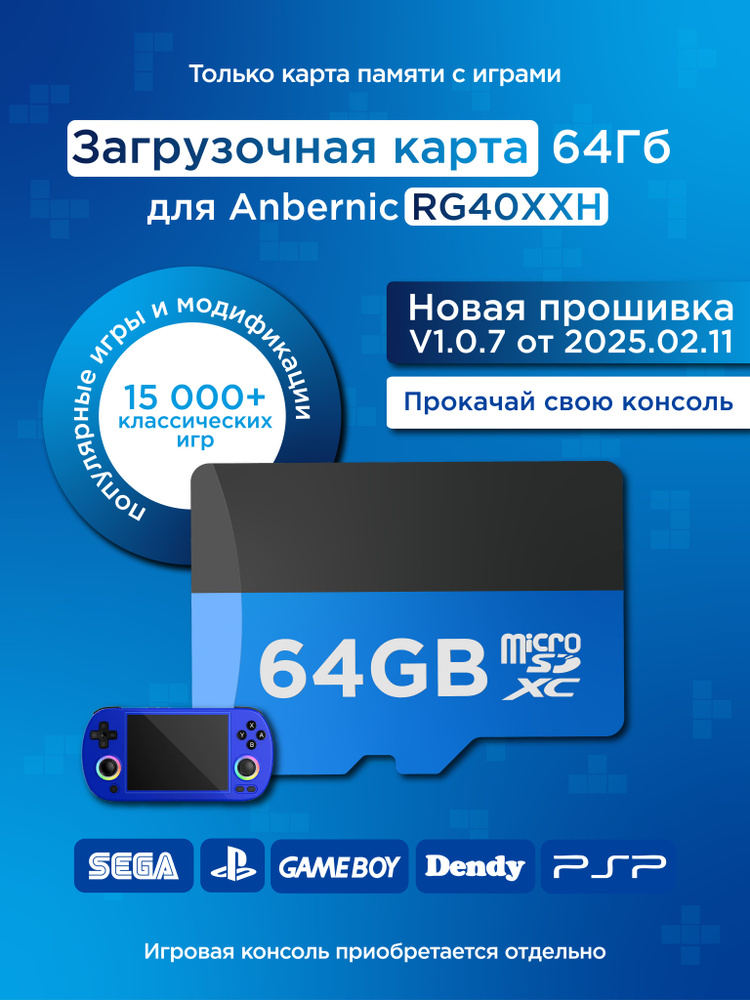 Карта 64Гб с играми для Anbernic RG40XX H (Прошивка 1.0.9) +