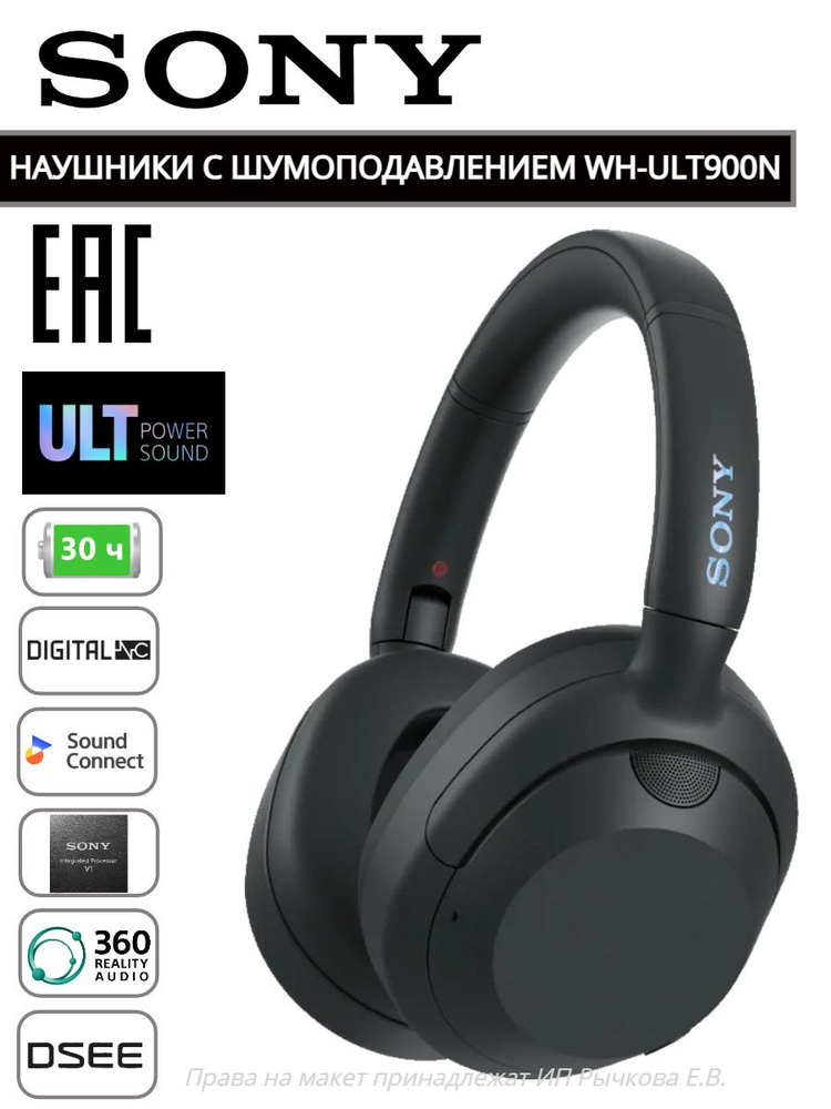 Полноразмерные Полноразмерные Sony WH-ULT900N Беспроводное 32 P