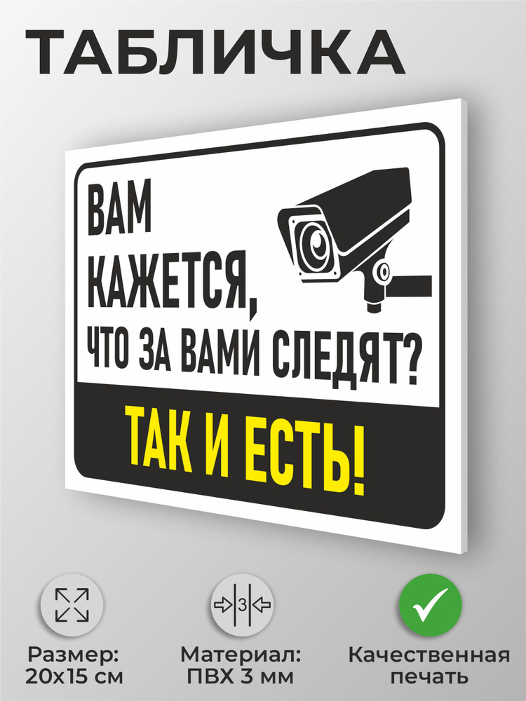 Прикольная табличка "Вам кажется, что за вами следят? Так и есть!" А5 (20х15см) #1