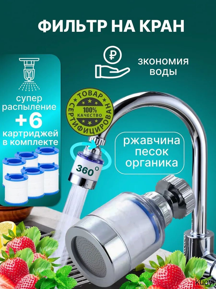 Фильтр для воды для кухни дачи водосберегающий и сменные картриджи #1