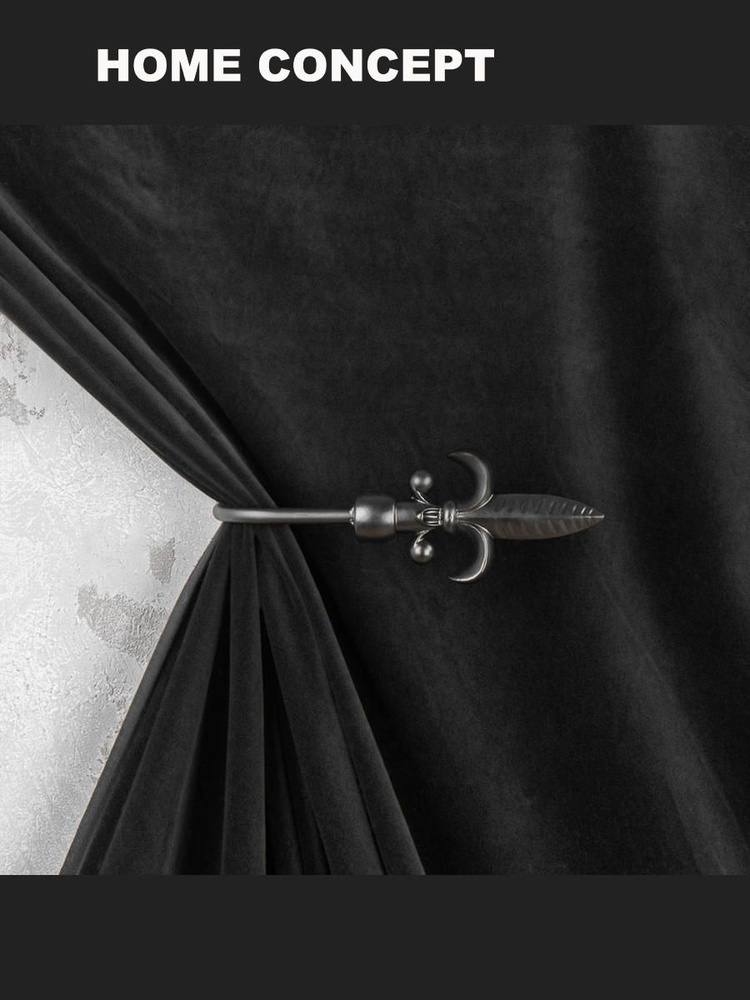 Держатель для шторы Gothic Fleur De Lis Curtains Holder Black #1