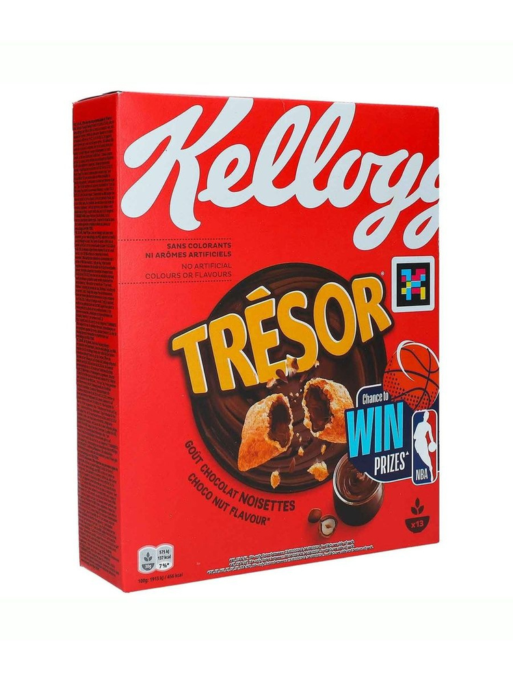Kelloggs Tresor Choco Nut Германия, Сухие завтраки, подушечки с шоколадно-ореховой начинкой, хрустящие, #1