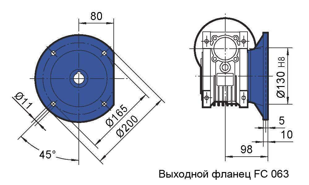 Фланец выходной FC редуктора NMRV 063