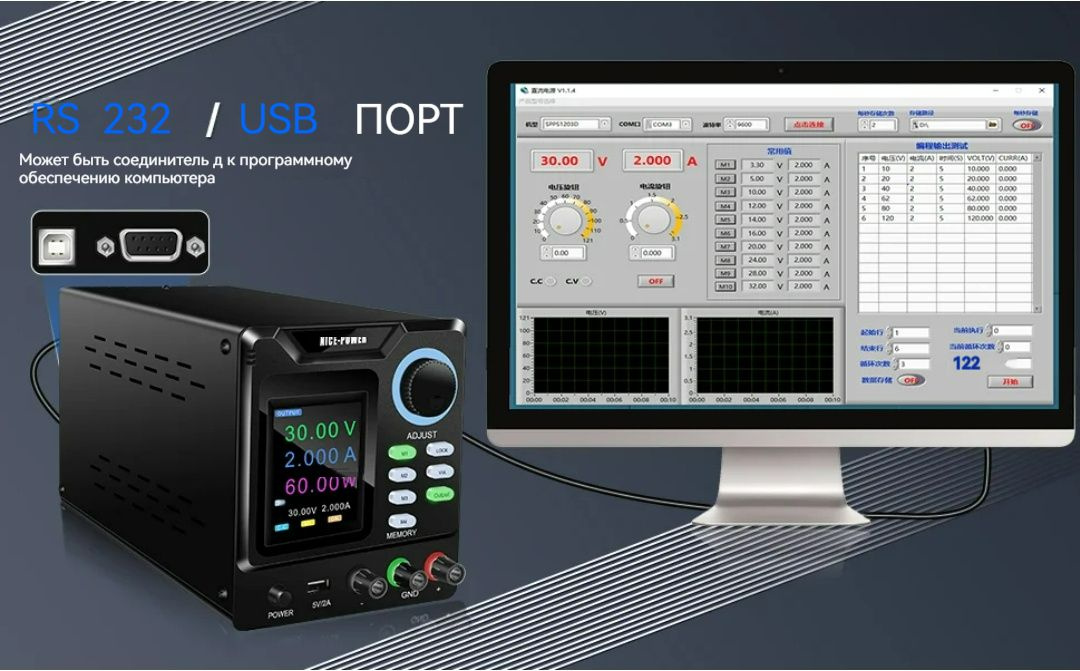 Лабораторный источник питания, программируемый, регулируемый источник ...