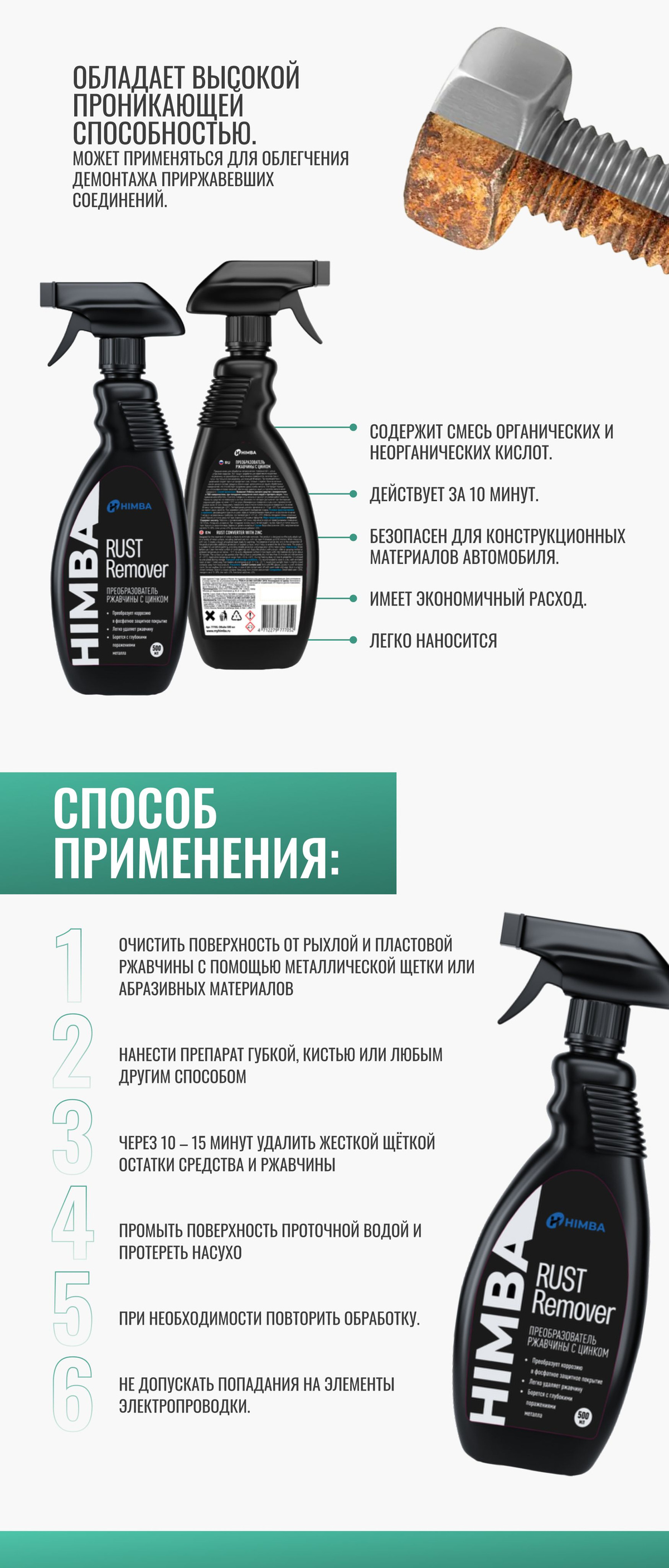 Преобразователь ржавчины для авто c цинком / Удалитель ржачины антикор ...
