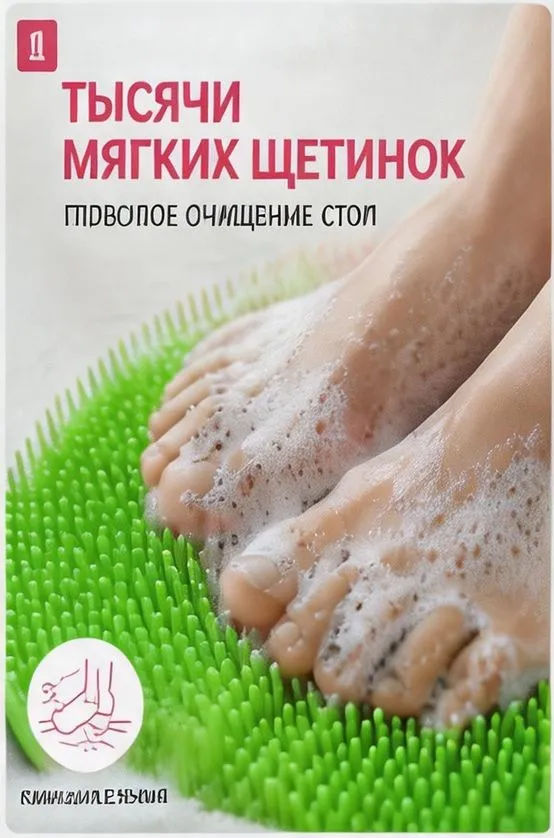 Мочалка массажная для тела и ног силиконовая, массажный коврик для ног, мочалка на присосках, щетка силиконовая для ног и тела, 20cmx28cm, вариант, фото 3