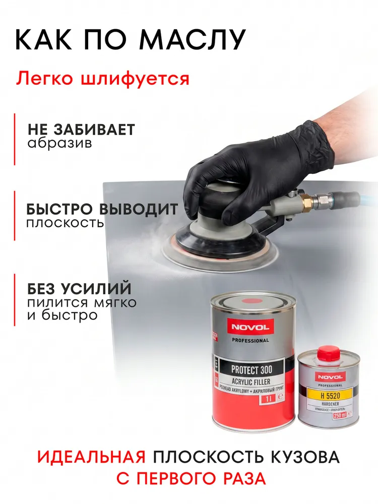 Грунтовка для автомобиля Novol Protect 300 MS 2K 4+1, серая, 1,25 л, 1,25 л, фото 6