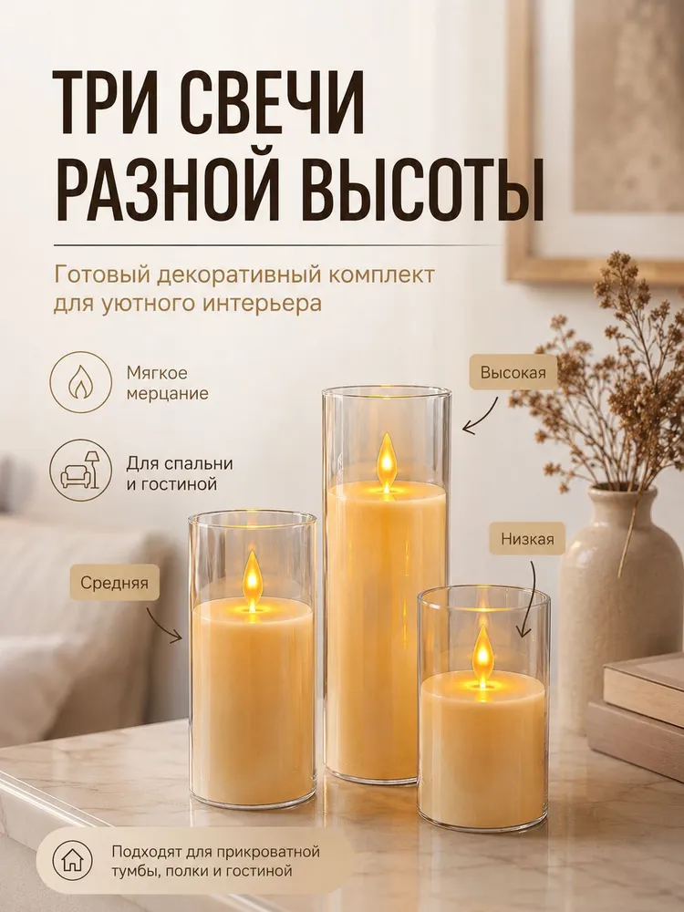 Каркасная светодиодная фигура Свеча 15 см, 10 см, фото 2