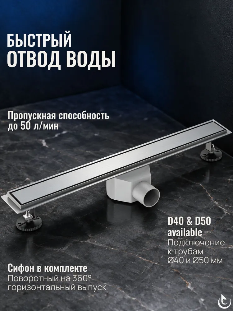 Трап для душа Helmken 37201801, 800x70 мм, хром, 800x70 мм, фото 3