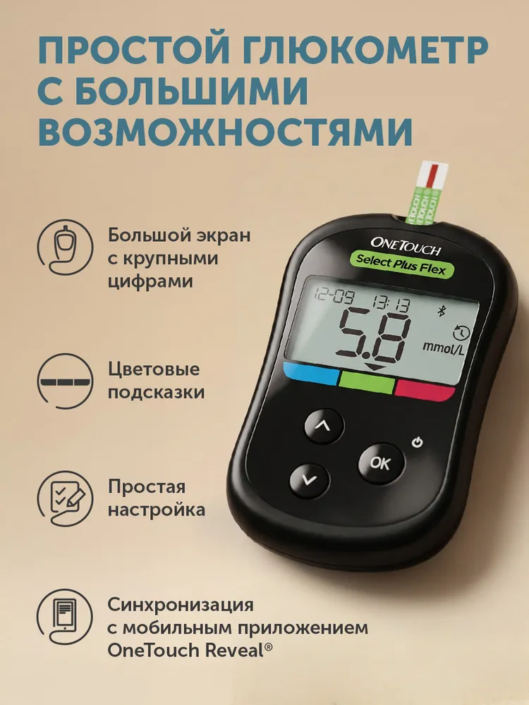 Глюкометр OneTouch Select Plus Flex, вариант, фото 2