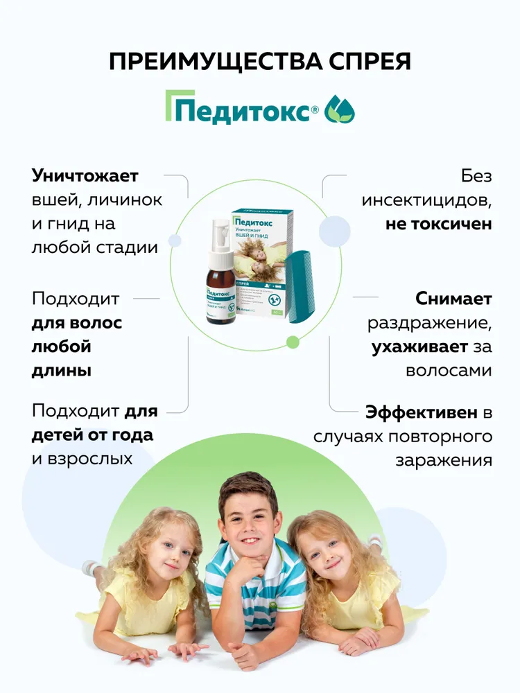 ПЕДИТОКС спрей Средство педикулицидное от вшей и гнид, 60 мл, 60 мл, фото 4
