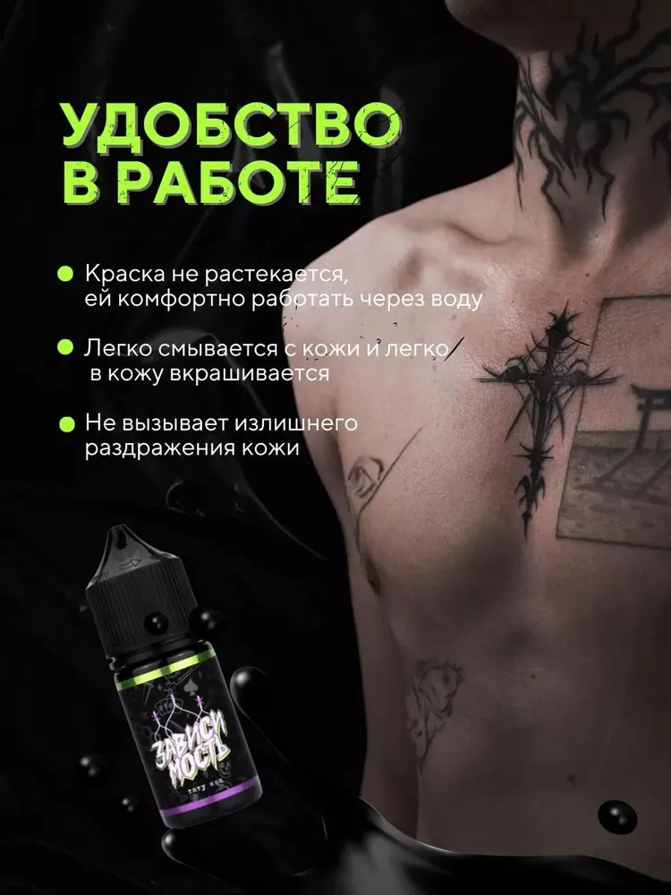 Краска для тату универсальная черная Антиматерия 30 мл, 30 мл, фото 4