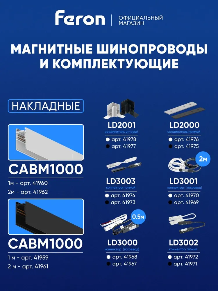 Светильник светодиодный трековый магнитный 12W, 960 Lm, 4000К, 110 градусов, 230В, черный Feron AL302 MattLine 51712, 12 Вт, фото 5