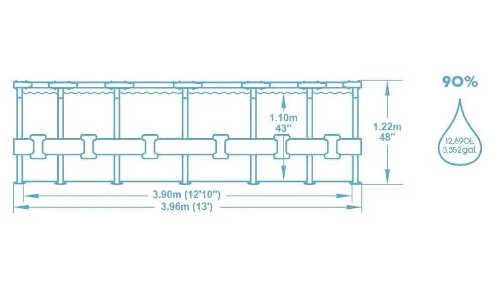 Каркасный бассейн Bestway 5618W 396х122 см + фильтр-насос 3028 л/ч, тент, лестница, 396x122 см, 5618 Вт, фото 2