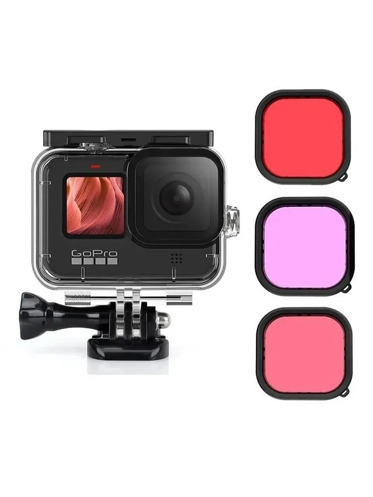 Фильтры для аквабокса GoPro 13/12/11/10/9 красный, пурпурный, фиолетовый, 3 шт., 3 шт, фото 3