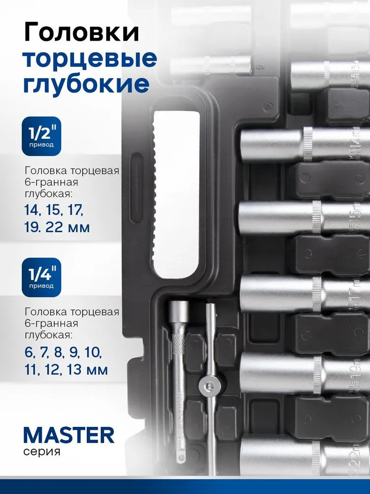 Набор инструментов для автомобиля 1/2"DR и 1/4"DR 108 предметов, Master KT 701252, вариант, фото 6