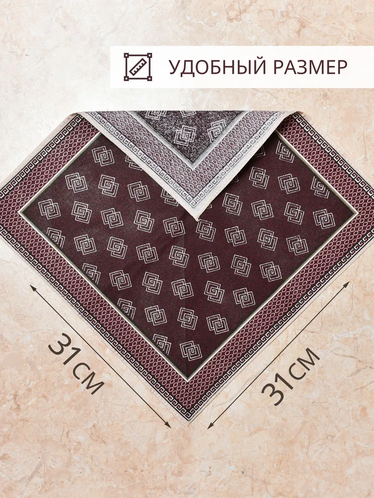 Набор носовых платков 10 штук, размер 31*31 см, хлопок 100%, 31x31 см, фото 4
