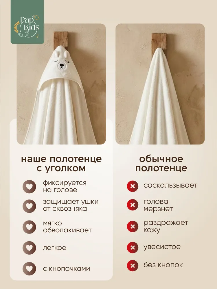 Полотенце для новорожденного с уголком, 100х100, 100x100, фото 6