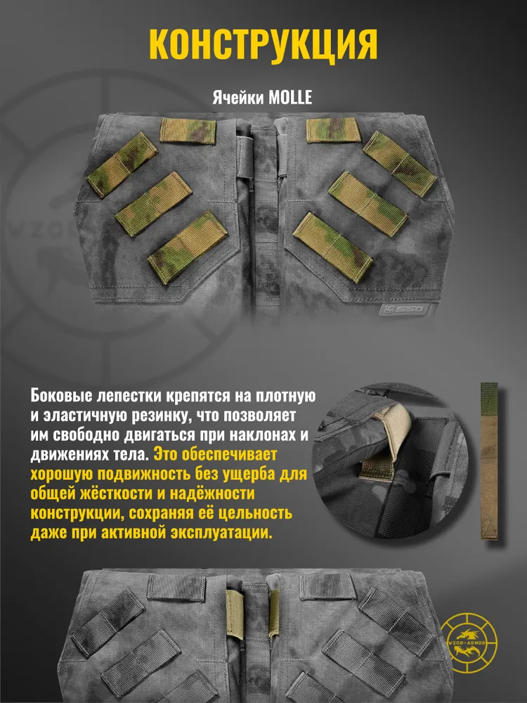 Напашник "ЗП-4.1" ССО с баллистикой АРАМИД бр1 (a-tacs fg (мох)) (18 слоёв), вариант, фото 5