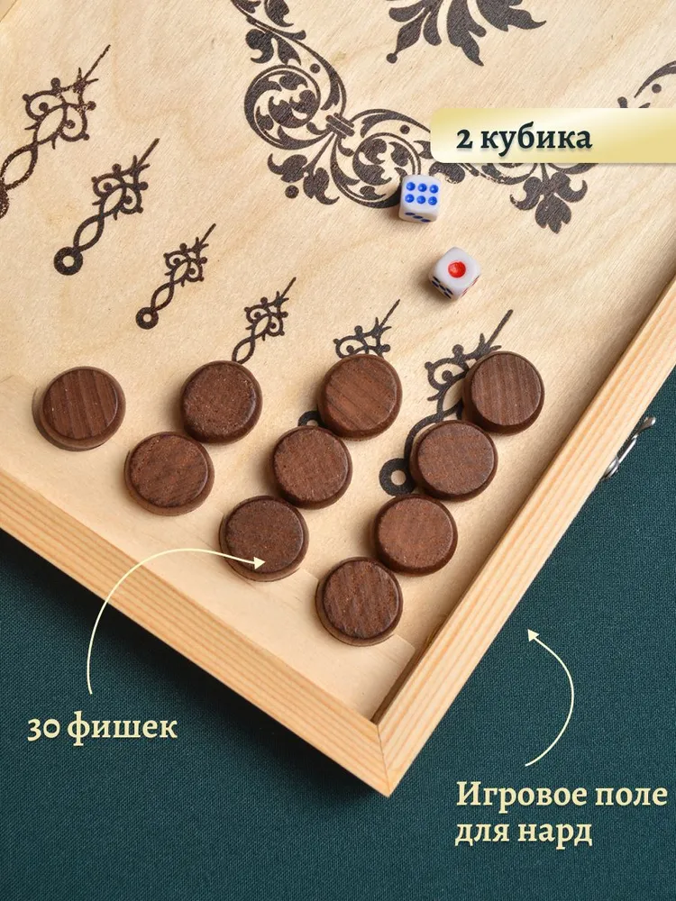 Нарды деревянные классические подарочные 40х40 см / Классическая настольная игра с доской и фишками из дерева / Подарок мужчине, мужу, папе, дедушке на день рождения, Новый год, 40x40 см, фото 2