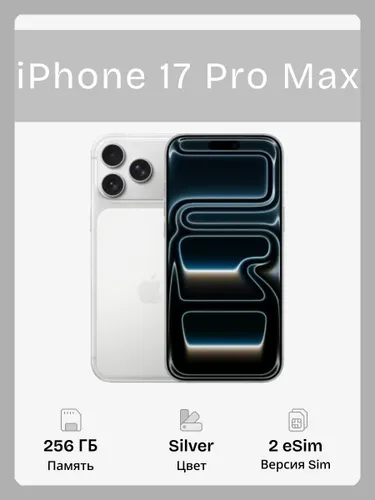 Apple Смартфон iPhone 17 Pro Max 12/256 ГБ, eSIM, серый металлик