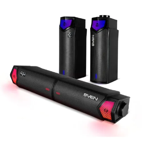 Саундбар мини SVEN SB-G1450, черный, 10 Вт, питание USB, Bluetooth, подсветка (SV-022488)