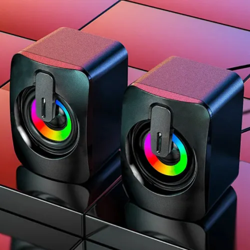 Компьютерные колонки, 6 Вт, проводные RGB, два динамика, стерео