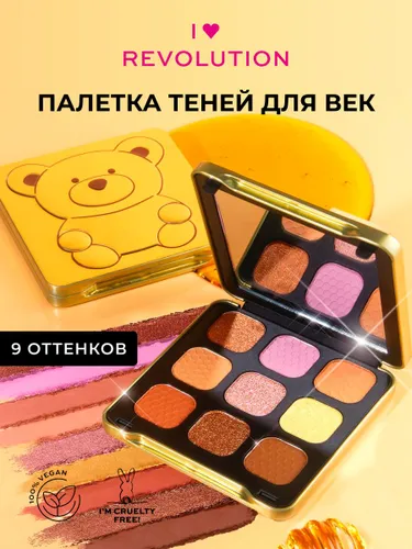 I HEART REVOLUTION Тени для век, палетка теней для макияжа глаз, матовые и блестящие HONEY BEAR