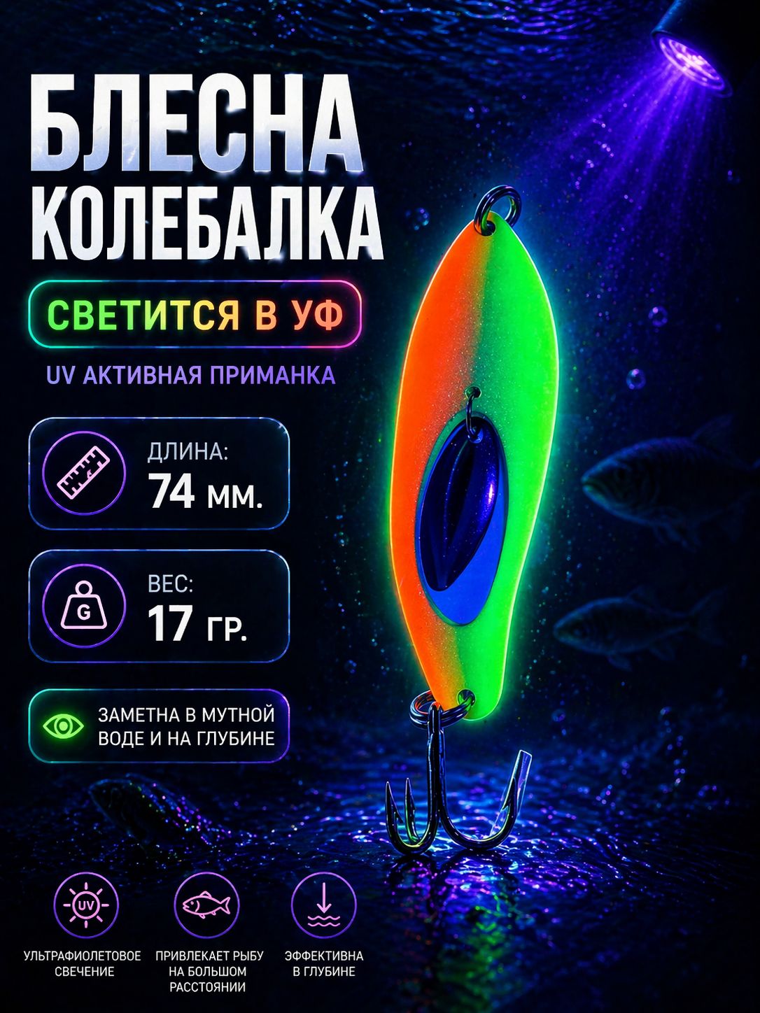 Блесна колебалка на щуку, судака, жереха 17гр