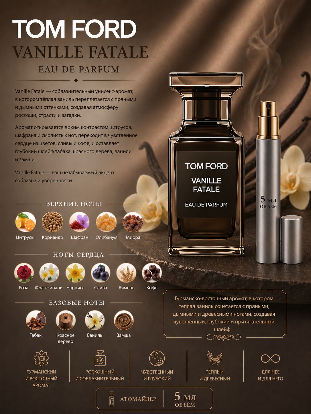Tom Ford Vanille Fatale Парфюмерная вода унисекс 5 мл Отливант купить